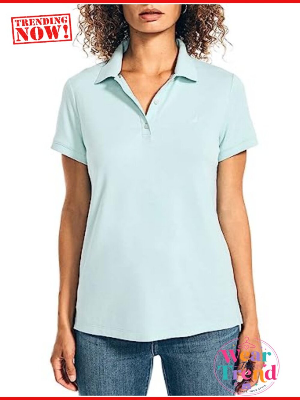 Nautica Women's Short Sleeve Polo Shirt 3-Button Cotton Golf Shirt